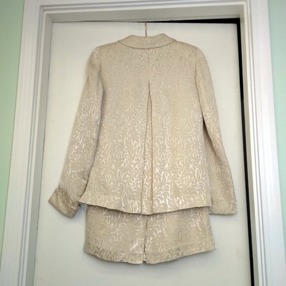 Vintage 70's  Cream Brocade Swing Jacket & Midi Skirt Retro 50's Inspired Sz M - Picture 6 of 12